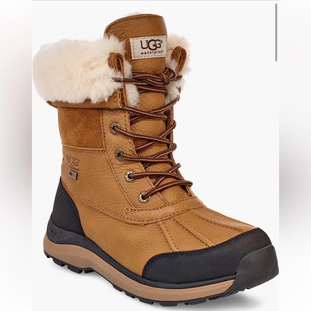 UGG Adirondack III Women’s Chestnut Waterproof Lace-Up Shearling-Trim Boot